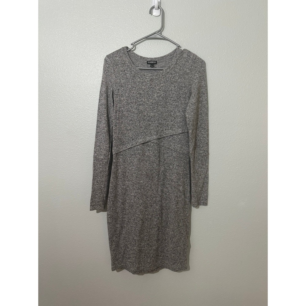 Express Women's Grey Marled Long Sleeve Knit Dress Size Small
